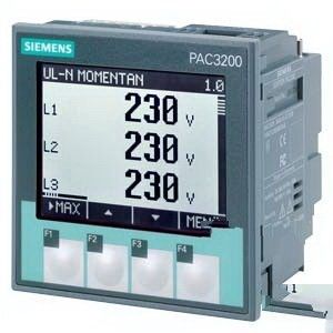 7KM21120BA002AA0 Многофункциональное измерительное устройство SENTRON PAC3200, с ЖК дисплеем, размер панели 96x96 мм, напряжение питания 95 … 240 В АС, 110 … 340 В DC, измерительные входы Ue макс. 3 AC 690/400 В, Ie /1 A или /5 A, клеммы для кабельных наконечников