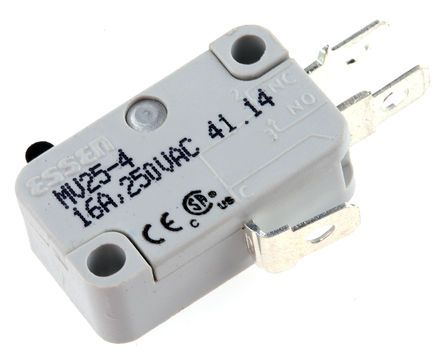 MV25-4, RS PRO SPDT Push Button Microswitch, 16 A @ 250 V ac, Микропереключатель