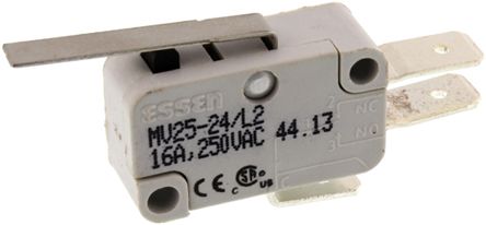 MV25-24/L2, RS PRO SPDT Long Straight Lever Microswitch, 16 A @ 250 V ac, Микропереключатель