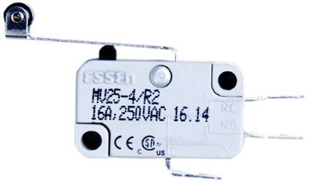 MV25-4R2, RS PRO SPDT Long Roller Lever Microswitch, 16 A @ 250 V ac, Микропереключатель