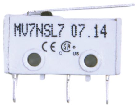 MV7NSL7, RS PRO SP Lever Subminiature Micro Switch, 2 A @ 250 V ac, Микропереключатель