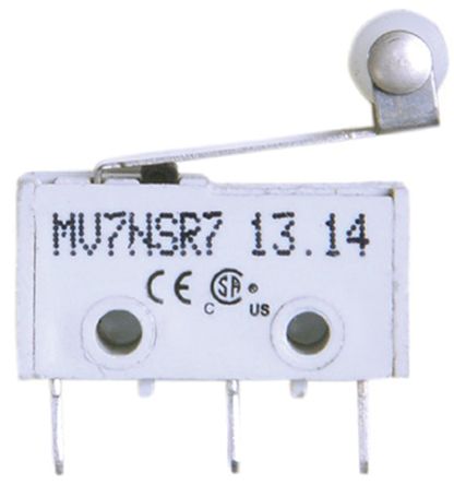 MV7NSR7, RS PRO SP Roller Lever Subminiature Micro Switch, 2 A @ 250 V ac, Микропереключатель