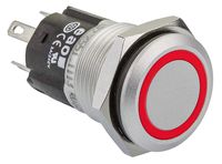 82-4551.1113, EAO Single Pole Double Throw (SPDT) Momentary Red LED Push Button Switch, IP65, IP67, 16 (Dia.)mm, Panel Mount, 12V, Кнопочный переключатель