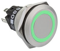 82-6551.1136, EAO Single Pole Double Throw (SPDT) Momentary Green LED Push Button Switch, IP65, IP67, 22 (Dia.)mm, Panel Mount, 230V, Кнопочный переключатель