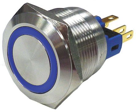 AV03L-B32-M3-FR-B-230V, RS PRO Single Pole Double Throw (SPDT) Latching Blue LED Push Button Switch, IP65, IP67, 16 (Dia.)mm, Panel Mount, 250V, Кнопочный переключатель