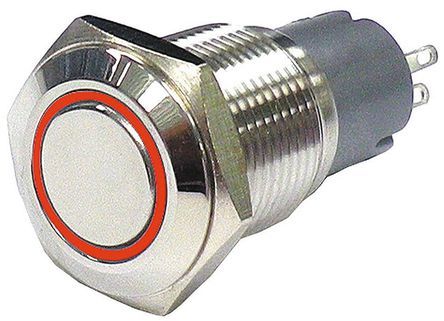 AV03L-B32-M3-FR-R-230V, RS PRO Single Pole Double Throw (SPDT) Latching Red LED Push Button Switch, IP65, IP67, 16 (Dia.)mm, Panel Mount, 250V, Кнопочный переключатель