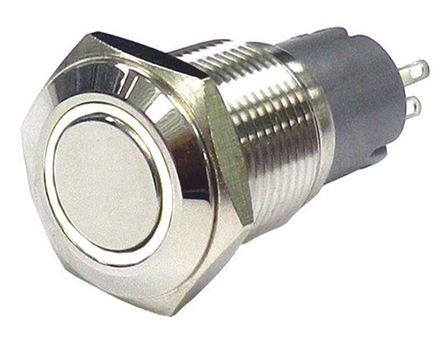 AV02L-B32-M3-FR-W-12V, RS PRO Single Pole Double Throw (SPDT) Momentary White LED Push Button Switch, IP65, IP67, 16 (Dia.)mm, Panel Mount,, Кнопочный переключатель