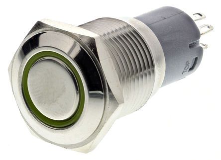 AV02L-B32-M3-FR-Y-24V, RS PRO Single Pole Double Throw (SPDT) Momentary Yellow LED Push Button Switch, IP65, IP67, 16 (Dia.)mm, Panel Mount,, Кнопочный переключатель