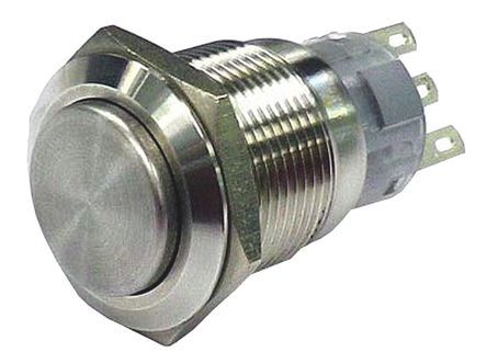 AV03-B22-M3-R, RS PRO Single Pole Double Throw (SPDT) Latching Push Button Switch, IP65, IP67, 19 (Dia.)mm, Panel Mount, 250V ac, Кнопочный переключатель