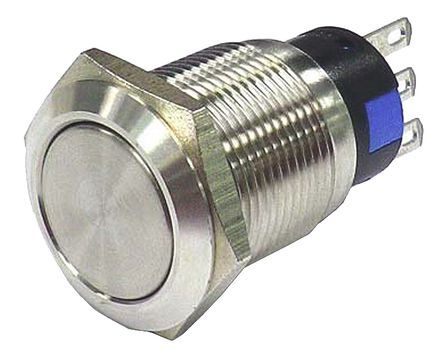 AV02-B22-M3-F, RS PRO Single Pole Double Throw (SPDT) Momentary Push Button Switch, IP65, IP67, 19 (Dia.)mm, Panel Mount, 250V ac, Кнопочный переключатель