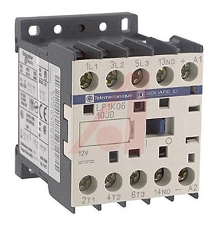 LP1K0610JD, Schneider Electric 3 Pole Contactor - 6 A, 12 V dc Coil, TeSys K, 1NO, 2.2 kW, Контактор