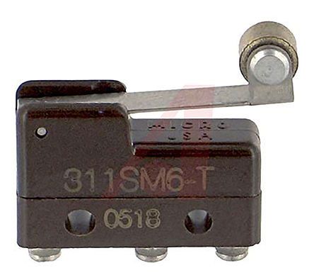 311SM6-T, Honeywell SPDT Roller Lever Microswitch, 5 A @ 250 V ac, Микропереключатель