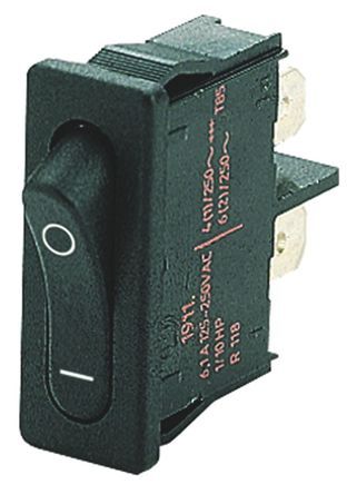 01911.1104-01, Marquardt Single Pole Single Throw (SPST), On-None-Off Rocker Switch Panel Mount, Клавишный переключатель