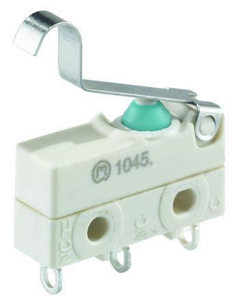 01045.5512-00, Marquardt SPDT Simulated Roller Lever Microswitch, 6 A @ 250 V ac, Микропереключатель