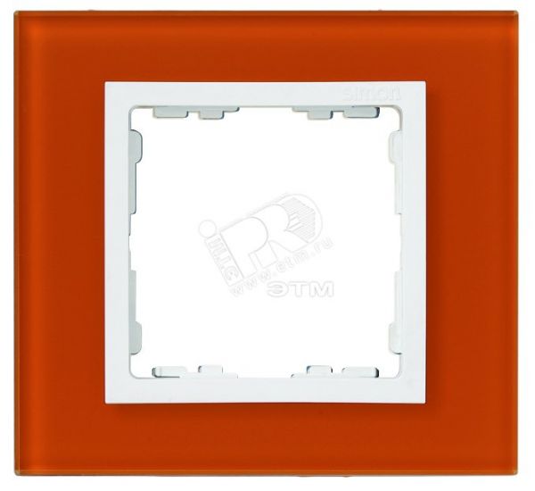 Рамка на 1 пост, S82N, оранжевый - белый (стекло)