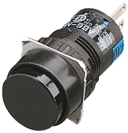 AB6M-M1P-B, Idec Single Pole Double Throw (SPDT) Momentary Push Button Switch, IP65, 16.2 (Dia.)mm, Panel Mount, 250V ac/dc, Кнопочный переключатель