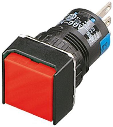 AB6Q-M1P-R, Idec Single Pole Double Throw (SPDT) Momentary Push Button Switch, IP65, 16 (Dia.)mm, Panel Mount, 250V ac/dc, Кнопочный переключатель