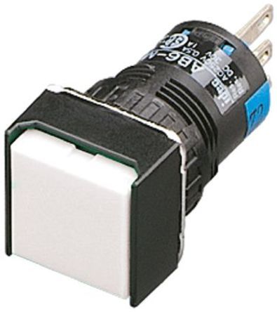 AB6Q-M1P-W, Idec Single Pole Double Throw (SPDT) Momentary Push Button Switch, IP65, 16 (Dia.)mm, Panel Mount, 250V ac/dc, Кнопочный переключатель