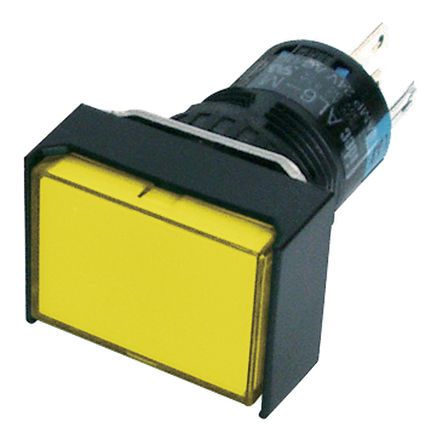 AL6H-M12-Y, Idec Single Pole Double Throw (SPDT) Momentary Yellow LED Push Button Switch, IP40, 16 (Dia.)mm, Panel Mount, 250V, Кнопочный переключатель