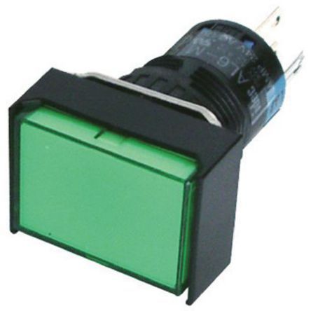 AL6H-M14P-G, Idec Single Pole Double Throw (SPDT) Momentary Green LED Push Button Switch, IP65, 16 (Dia.)mm, Panel Mount, 250V, Кнопочный переключатель