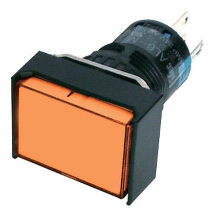 AL6H-M14P-A, Idec Single Pole Double Throw (SPDT) Momentary Amber LED Push Button Switch, IP65, 16 (Dia.)mm, Panel Mount, 250V, Кнопочный переключатель