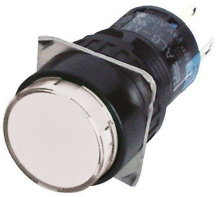 AL6M-A14-W, Idec Single Pole Double Throw (SPDT) Latching White LED Push Button Switch, IP40, 16.2 (Dia.)mm, Panel Mount, 250V, Кнопочный переключатель