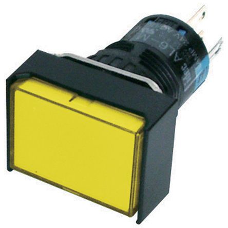 AL6H-M24-Y, Idec Double Pole Double Throw (DPDT) Momentary Yellow LED Push Button Switch, IP40, 16 (Dia.)mm, Panel Mount, 250V, Кнопочный переключатель