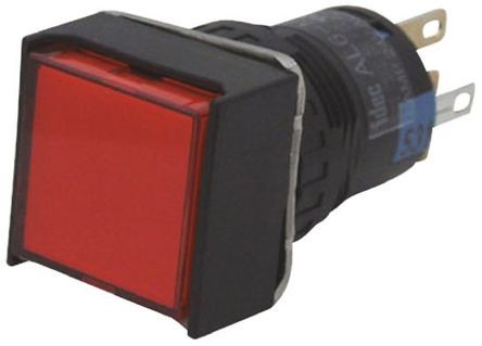 AL6Q-A24P-R, Idec Double Pole Double Throw (DPDT) Latching Red LED Push Button Switch, IP65, 24 x 24mm, Panel Mount, 250V, Кнопочный переключатель