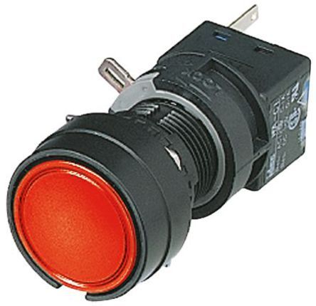 HA1B-M1C6-R, Idec Double Pole Double Throw (DPDT) Momentary Push Button Switch, IP65, 16.2 (Dia.)mm, Panel Mount, 250V ac/dc, Кнопочный переключатель