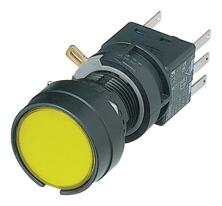 HA1L-M1C63-Y, Idec Double Pole Double Throw (DPDT) Momentary Push Button Switch, IP65, 16.2 (Dia.)mm, Panel Mount, 250V ac/dc, Кнопочный переключатель