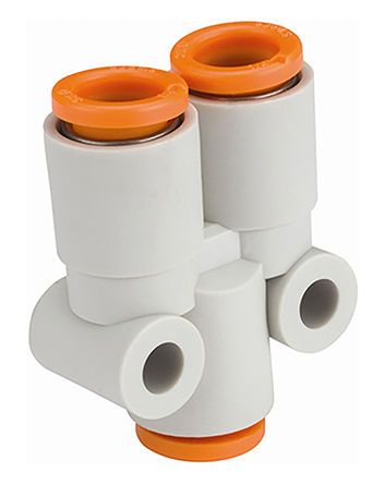 KQ2U01-00A, SMC KQ2 Pneumatic Y Tube-to-Tube Adapter, Push In 1/8 in x Push In 1/8 in x Push In 1/8 in, Переходник