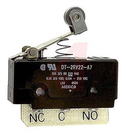 DT-2RV22-A7, Honeywell DPDT Roller Lever Microswitch, 10 A, Микропереключатель