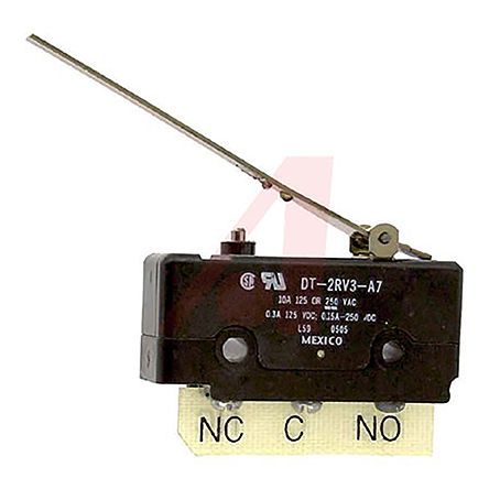 DT-2RV3-A7, Honeywell DPDT Straight Lever Microswitch, 10 A, Микропереключатель