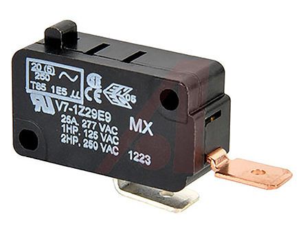 V7-1Z29E9, Honeywell SPNO Pin Plunger Microswitch, 25 A, Микропереключатель