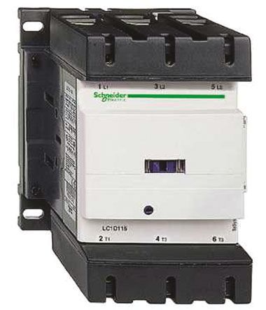 LC1D1156V7, Schneider Electric 3 Pole Contactor - 115 A TeSys D, 3NO, Контактор