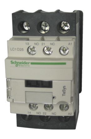 LC1D25J7, Schneider Electric 3 Pole Contactor - 40 A, 12 V ac Coil, TeSys D, 3NO, 15 kW, Контактор