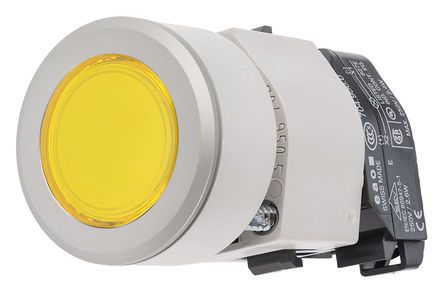 704.032.418, Illuminated Push Button Switch, IP65, Yellow, Panel Mount, Momentary for use with Eao 04 Series Contact Block -40°C