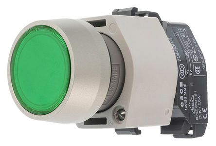 704.032.5, Illuminated Push Button Switch, IP65, Green, Panel Mount, Momentary for use with Eao 04 Series Contact Block -25°C +50°C