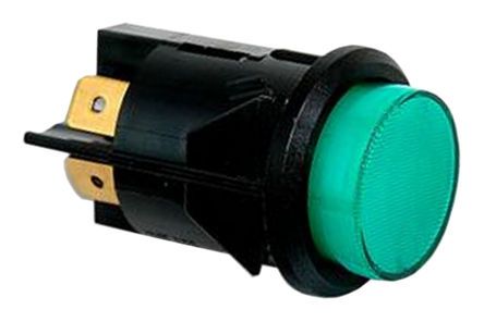 C7053AFNAB, Arcolectric Double Pole Double Throw (DPDT) Latching Green LED Push Button Switch, IP65, 25 (Dia.)mm, Panel Mount, 250V, Кнопочный переключатель