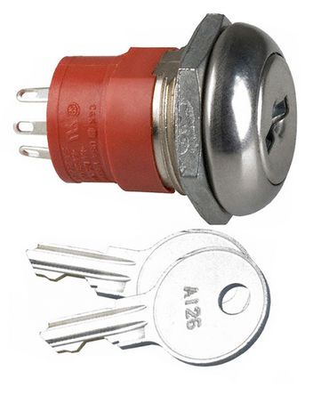 Y108122A2WCNQE, C & K Key Switch, SP, 4 A 2-Way, Выключатель с ключом