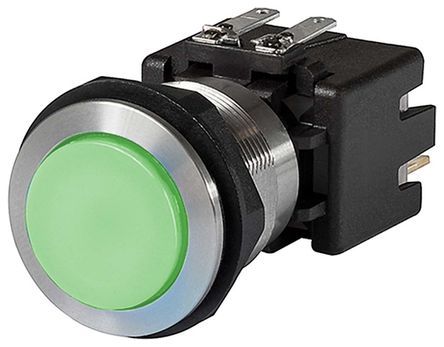 1241.7226.1122000, Schurter Double Pole Double Throw (DPDT) Latching Green LED Push Button Switch, IP64 (Front), Кнопочный переключатель