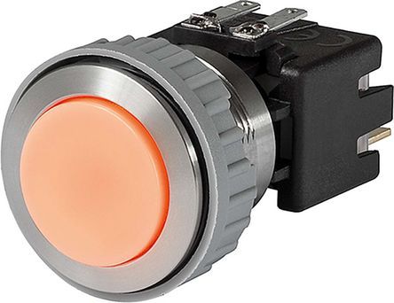 1241.7236.1127000, Schurter Double Pole Double Throw (DPDT) Latching Orange LED Push Button Switch, IP64 (Front), Кнопочный переключатель