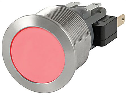 1241.7026.1181000, Schurter MSM 19 Single Pole Double Throw (SPDT) Momentary Red LED Push Button Switch, IP40 (Front Side Mechanical),, Кнопочный переключатель