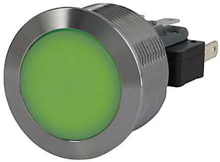 1241.7036.1182000, Schurter MSM 22 Single Pole Double Throw (SPDT) Momentary Green LED Push Button Switch, IP40 (Front Side Mechanical),, Кнопочный переключатель