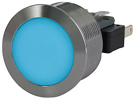 1241.7036.1184000, Schurter MSM 22 Single Pole Double Throw (SPDT) Momentary Blue LED Push Button Switch, IP40 (Front Side Mechanical),, Кнопочный переключатель