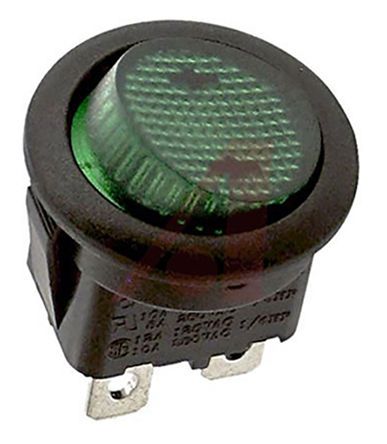 RRA22H3BBGLN, Cherry Illuminated Single Pole Single Throw (SPST), On-None-Off Rocker Switch Panel Mount, Клавишный переключатель