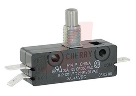 0E1400M0, ZF SPDT Button Microswitch, 2 A @ 48 V dc, 25 A @ 125/250 V ac, Микропереключатель