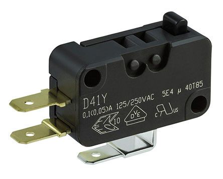 D449-R1AA-G2, ZF SPDT Button Microswitch, 10 A @ 125/250 V ac, 6 A @ 30 V dc, Микропереключатель