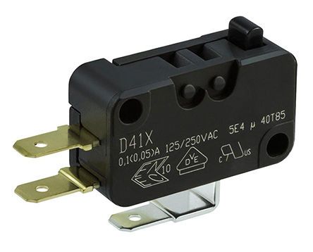 D419-R1AA-G2, ZF SPDT Button Microswitch, 1 A @ 125 V ac, 500 mA @ 30 V dc, Микропереключатель