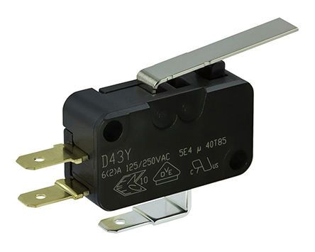 D433-R1LD-G2, ZF SPDT Straight Lever Microswitch, 5 A, Микропереключатель